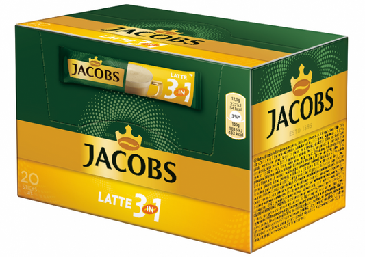 Jacobs Latte 3v1 káva instantná 20ks 250g. / 1ks
