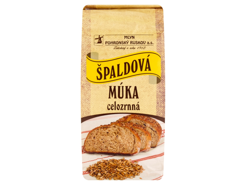 Špaldová múka celozrnná 800 g, Mlyn Pohronský Ruskov. / 1ks